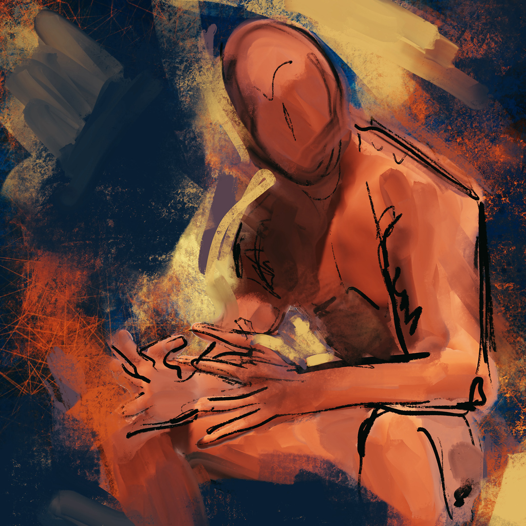 Digital expressionist figure drawing by Steve Johnson